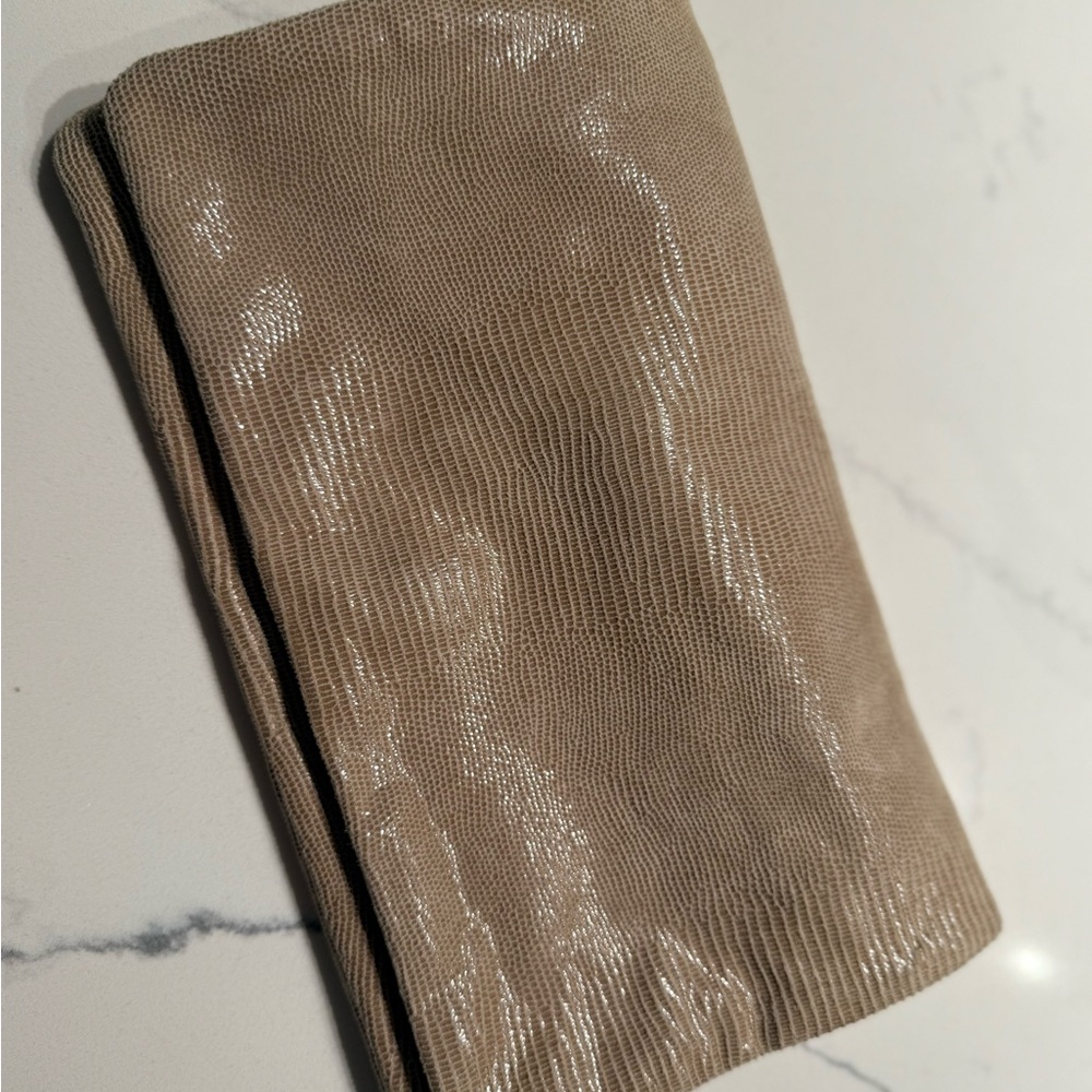 Ann Taylor Shimmering Snakeskin Taupe Clutch